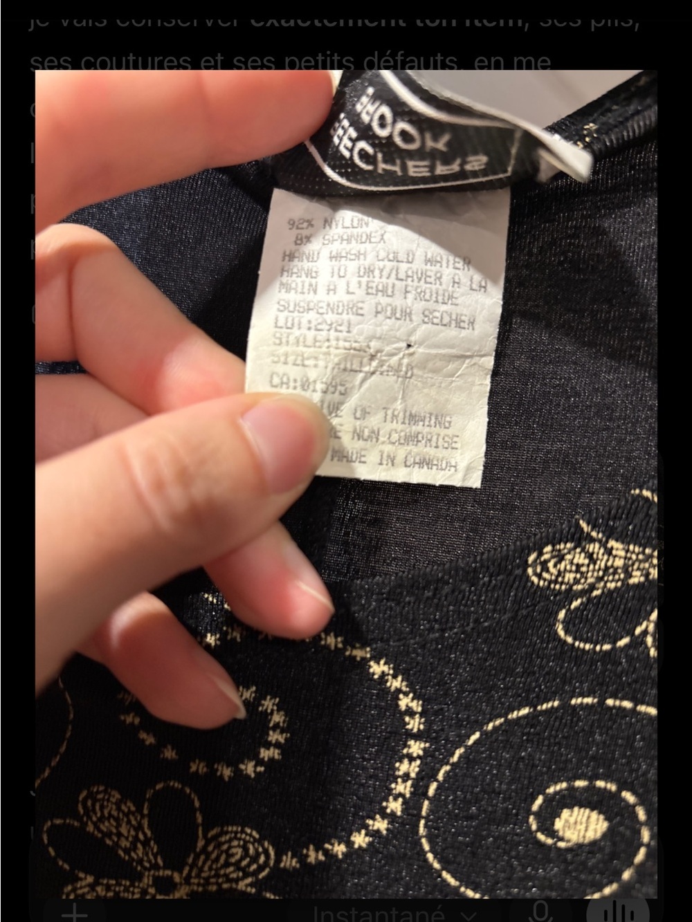 Vintage 90s Beechers Brook Black & Gold Floral Dress Made in Canada Size Medium - Picture 4 of 4
